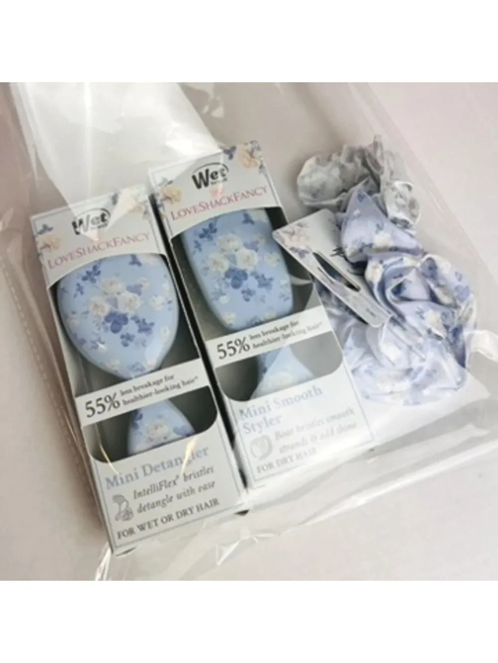 OG Goody Wet BrushxLoveShackFancy Everblooming Rosettes Blue Bundle Hair Brushes